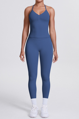 High-Waist Seamless Yoga Set - Halter Neck, Quick-Dry Fitness Outfit