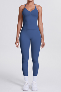 High-Waist Seamless Yoga Set - Halter Neck, Quick-Dry Fitness Outfit