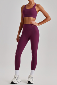 Women's Wide Strap Sports Bra & No Front Seam Leggings Set