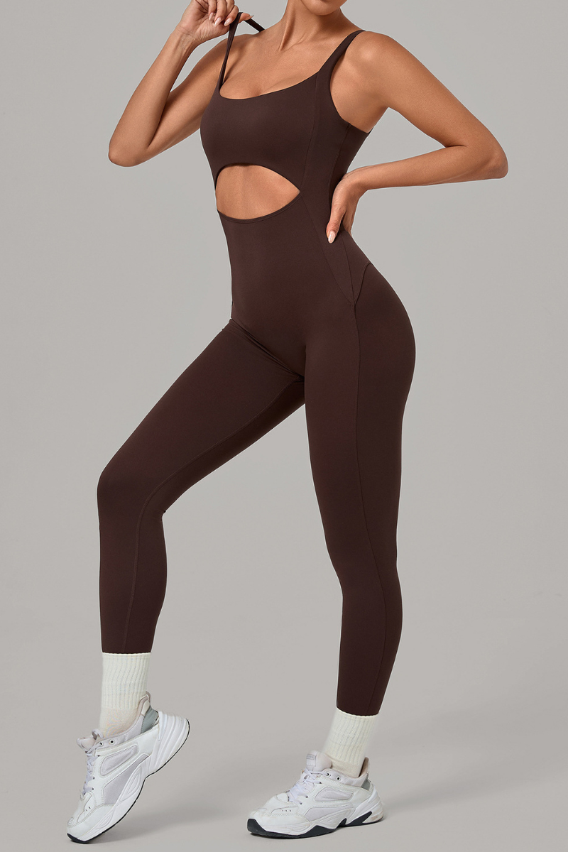 Women’s Cutout Adjustable Strap Form-Fitting Yoga Jumpsuit