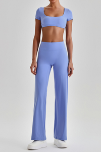 Women's  Quick Dry T-shirt & No Front Seam Yoga Pants Set
