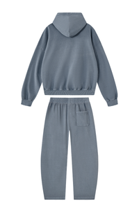 Women's 100% Cotton Fall Washed Hoodie & Curved Sweatpant Set
