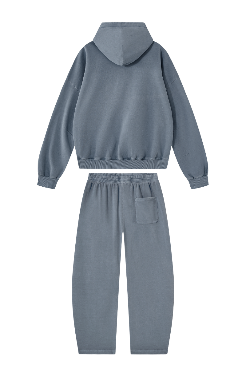 Women's 100% Cotton Fall Washed Hoodie & Curved Sweatpant Set