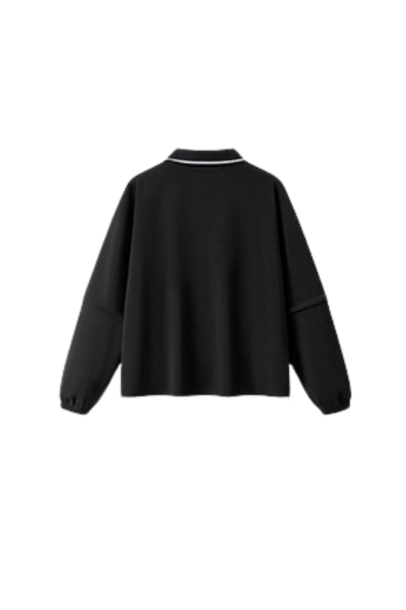 Men's Fall V-Neck Polo Collar Detachable-Sleeve Sweatshirt