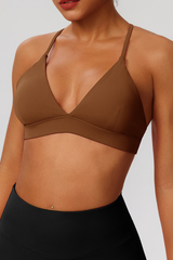 Women's V-Neck Cross-Back Padded Naked Feel Sports Yoga Bra