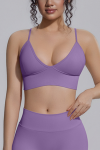 Women's Seamless Knit Solid Color Triangle Cup Sports Bra