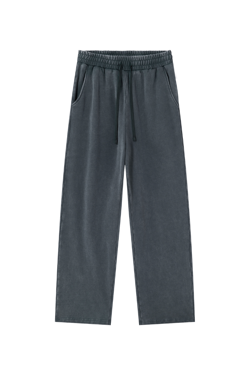 Unisex 100% Cotton Washed Heavyweight Wide Leg Casual Pants