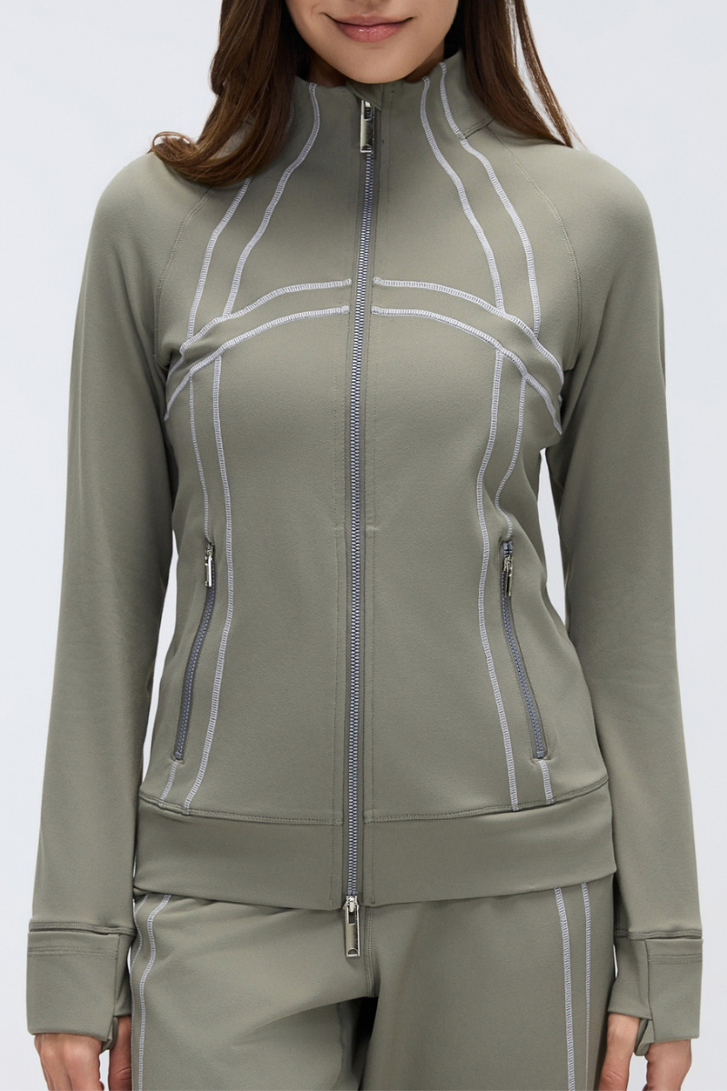 Women's Fall Stand Collar Two-way Zipper Sports Jacket