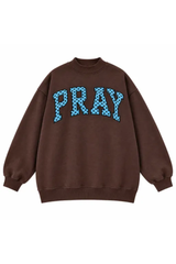 Women's Fall Letter Appliqué Embroidery Mockneck Sweatshirt