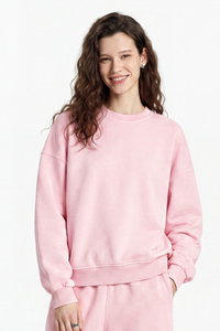 Women's Fall 100% Cotton Streetwear Washed Relaxed Pullover