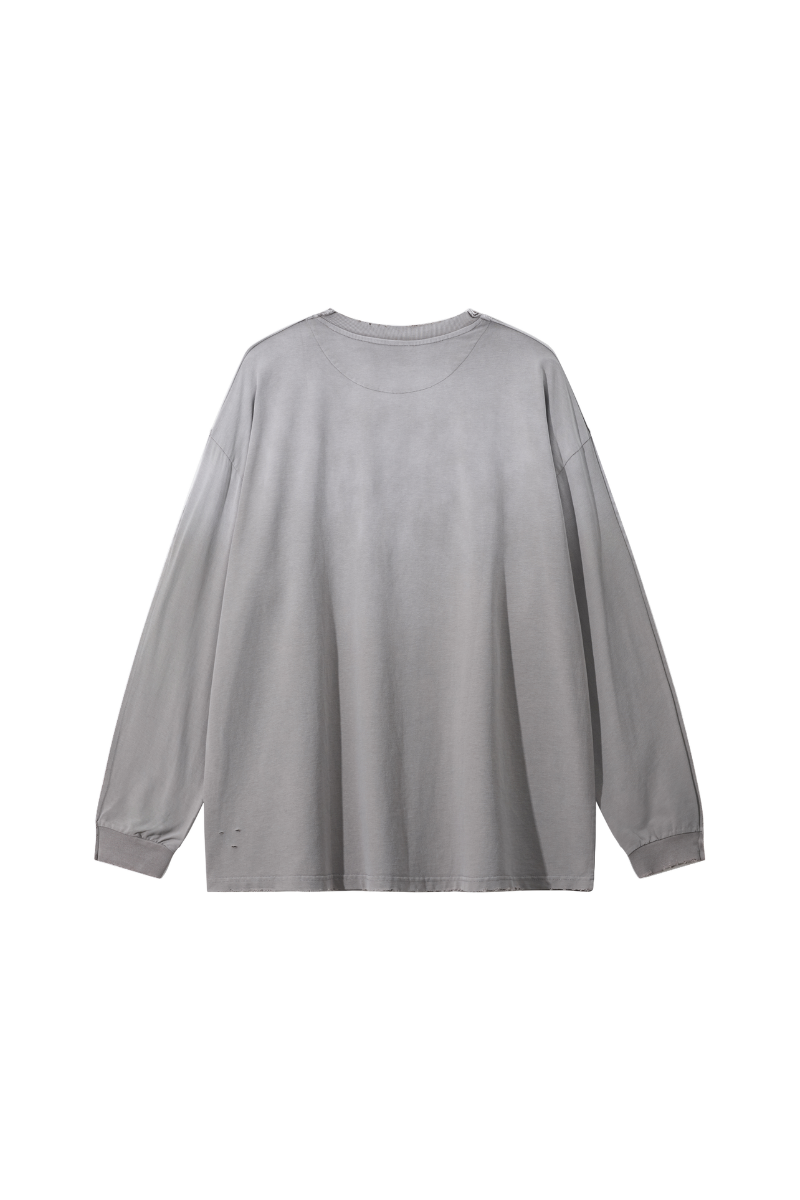 Men's Fall 100%Cotton Vintage Washed Drop Shoulder Pullover