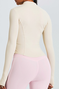 Women's Athletic Stand Collar Full Zipper Slim Jacket