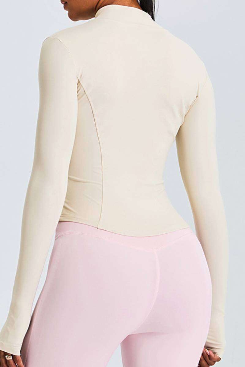 Women's Athletic Stand Collar Full Zipper Slim Jacket