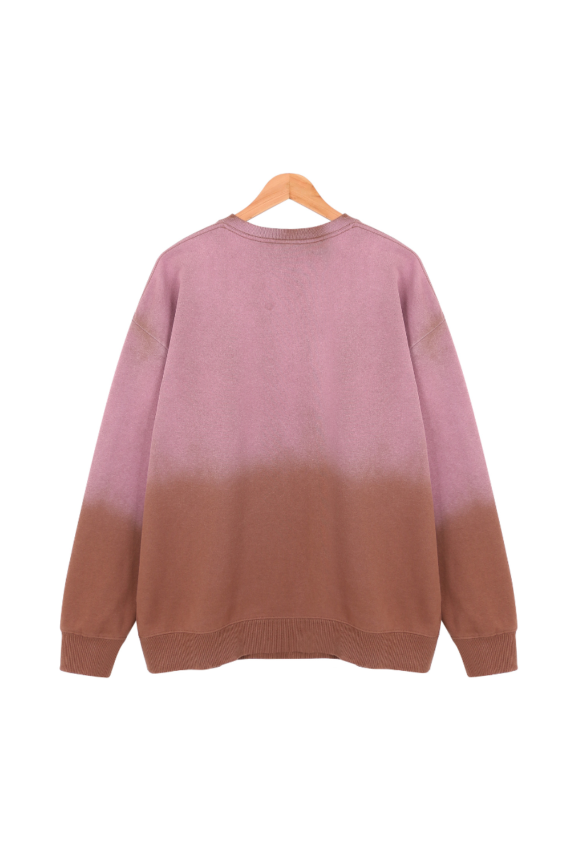 Unisex Fall Washed Vintage Gradient Crew Neck Sweatshirt