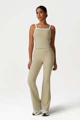 Women High-Waisted Bootcut Butt-Lifting Yoga Set: Vest + Flared Pants