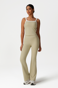 Women High-Waisted Bootcut Butt-Lifting Yoga Set: Vest + Flared Pants