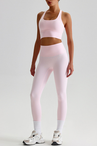 Women's Bare Feel  Cross Back Bra & High Waist Leggings Set
