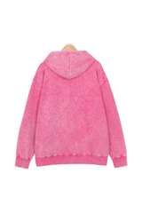 Unisex Fall Washed Vintage Zip-Up Hooded Sports Jacket