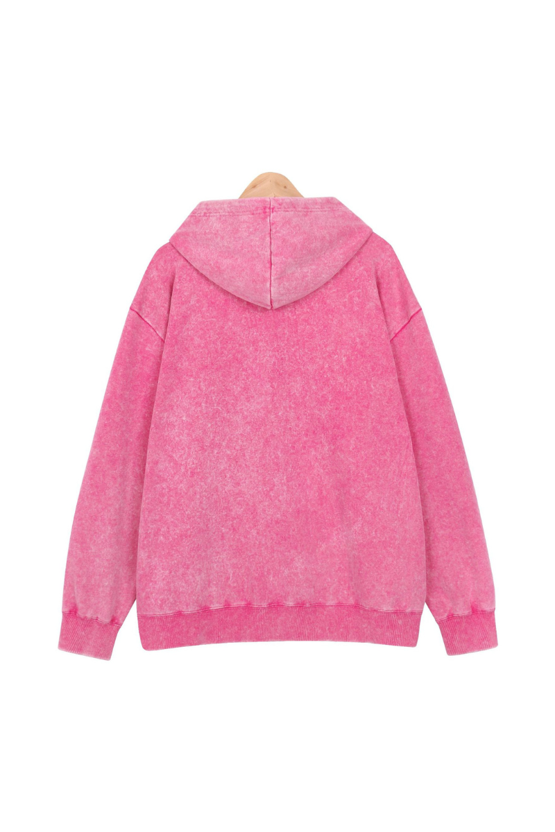 Unisex Fall Washed Vintage Zip-Up Hooded Sports Jacket
