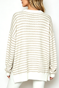 Women's Loungewear Winter Wavy Stripe Oversized Sweatshirt