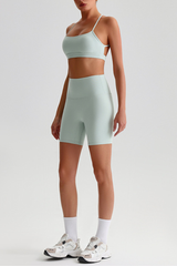 Women Bare Feel Halterneck Bra & High Rise Fitness Shorts Yoga Set