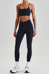 Women's  Crisscross Back Bra & V-Waist Yoga Leggings Set