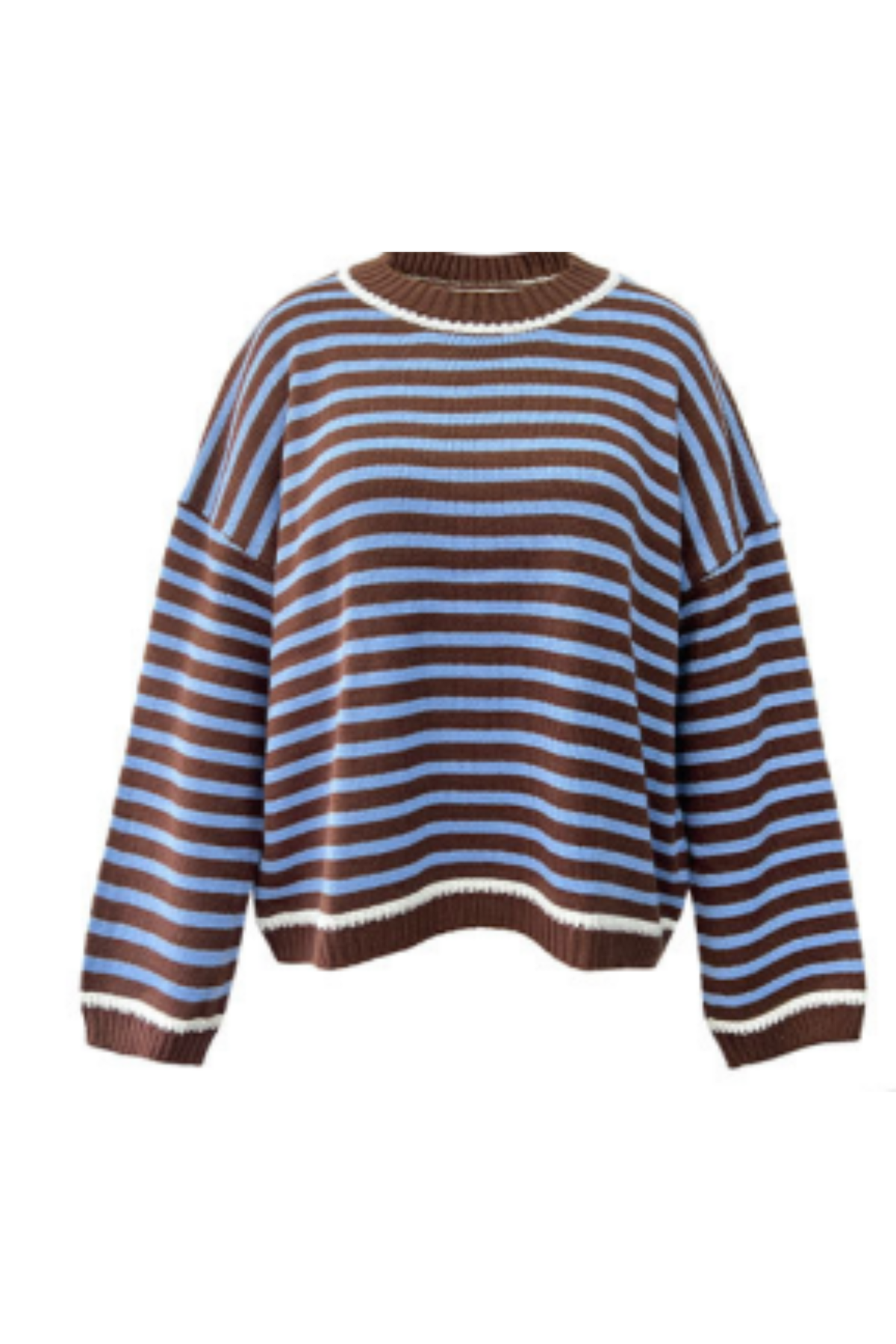 Women’s Winter Boho Striped Contrast Trim Knit Sweater