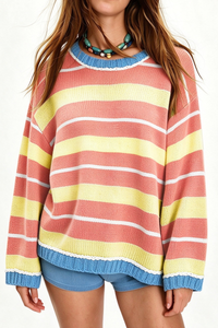 Women's Loungewear Sweet Striped Color Block Knit Sweater