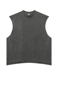 Vintage Washed Distressed Slit Sleeveless Tank Tops