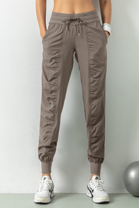 Women's Lightweig Drawstring Pocketed Ruched Side Joggers