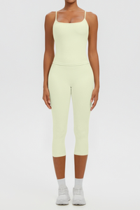 Women's Athletic Tank Top & High Waist Capri Leggings Set