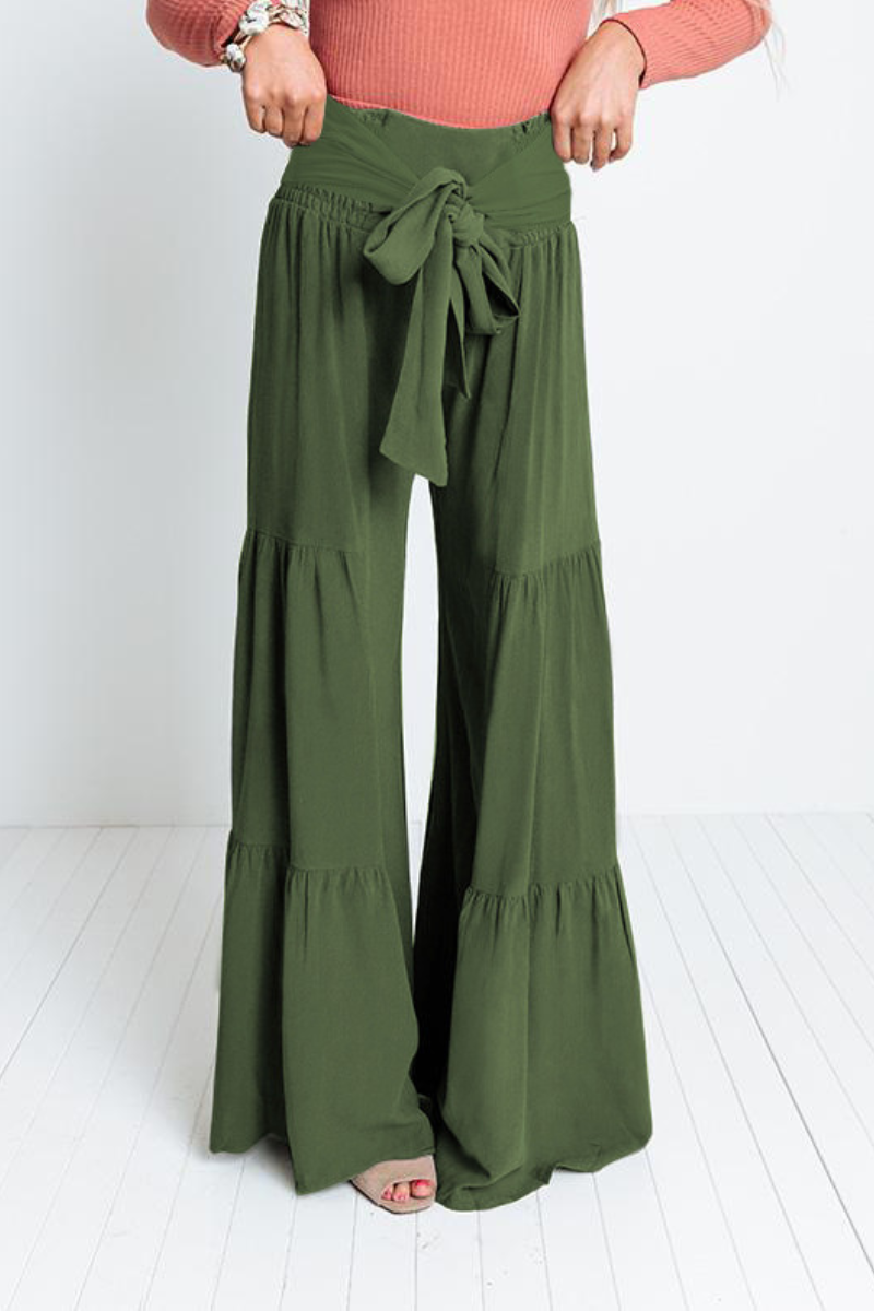 Women's vintage layered wide-leg pants