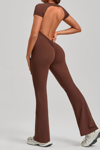 Women's Athletic Backless Pleated Buttock Lift Yoga Jumpsuit