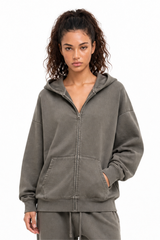 Women's Fall Heavyweight Vintage Washed Cotton Hooded Jacket