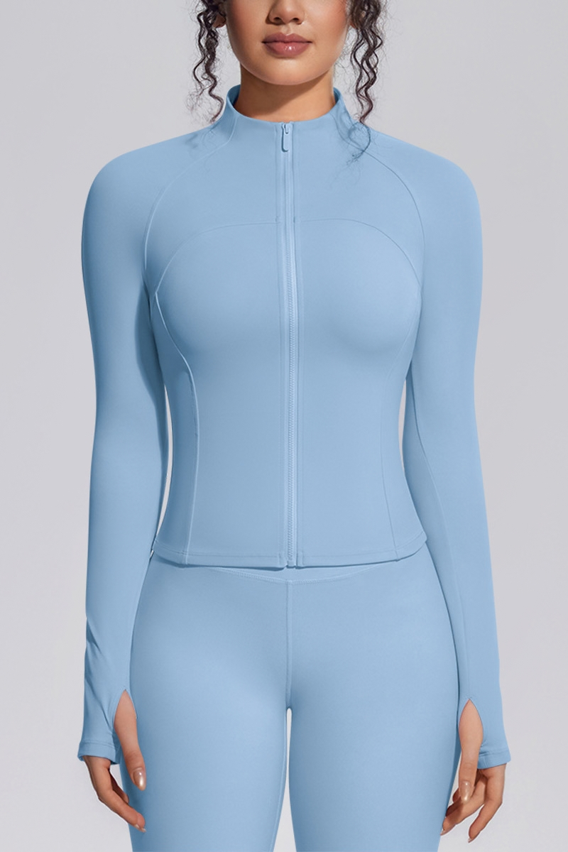 Women's Stand Collar Full Zip Slim Fit Workout Yoga Jacket