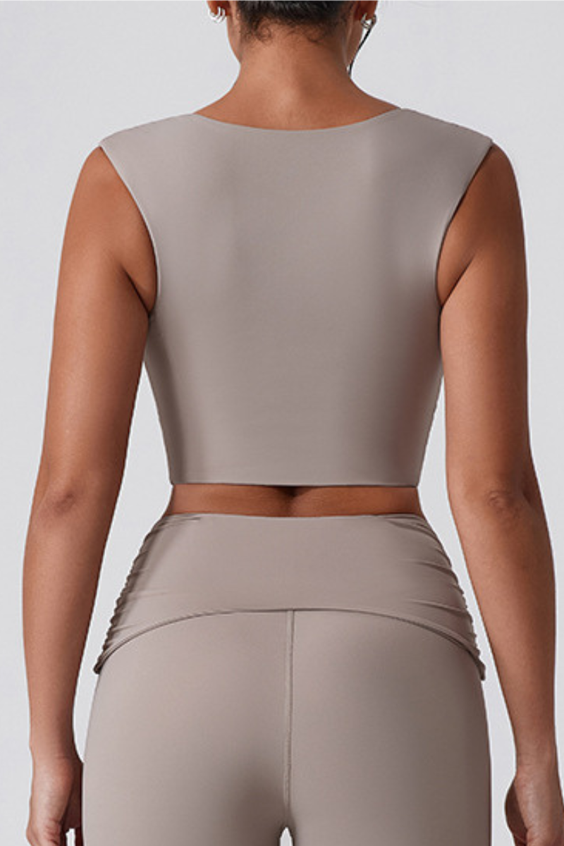 Women's V -Neck Cropped  Sports Yoga Tank Top