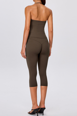 Women's Yoga Sets:Halter Twist Cami Tank Top & Capri Leggings