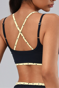 Women's Polka Dot Contrast Bra and Wide Leg Pants Yoga Set