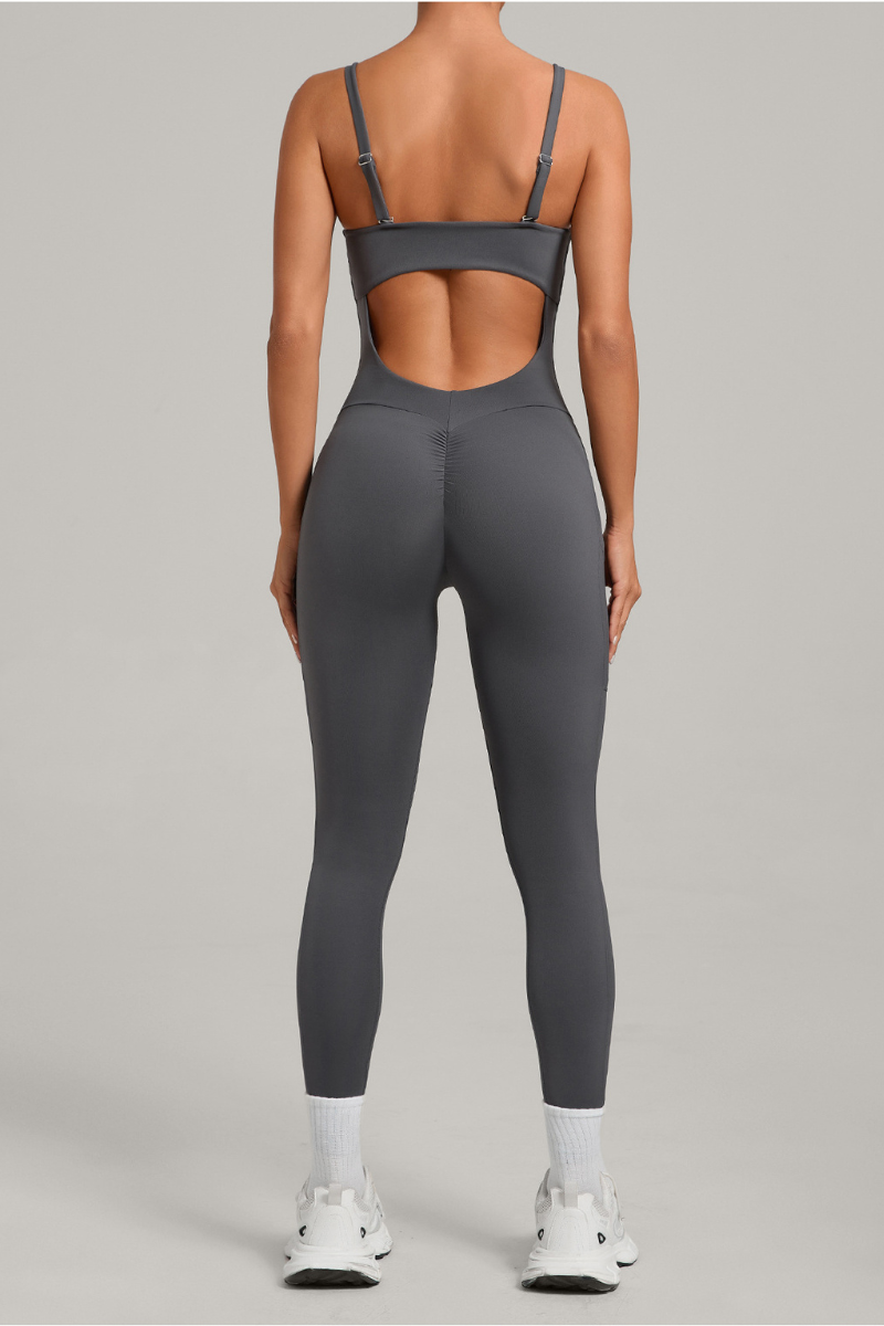 Women's Pleated Buttocks Lift Side Pocket Jumpsuits