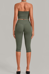 Women’s Halter Tank & Capri Leggings 2-Piece Yoga Set