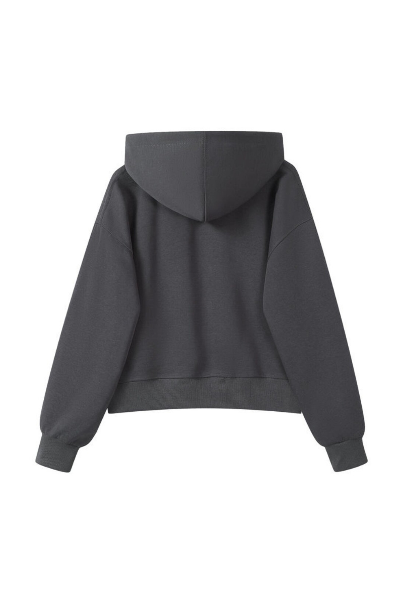 Women's Fall Cropped Relaxed Solid Sports Hoodie