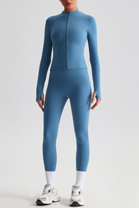 Women's Bare Feel Slim Fit Stand Callor Jacket & Leggings Yoga Set