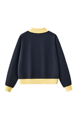 Women's Fall Cozy Fleece Mock Neck Color Block Sweatshirt
