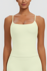 Women Square Neck Adjustable Thin Strap Workout Tank Top