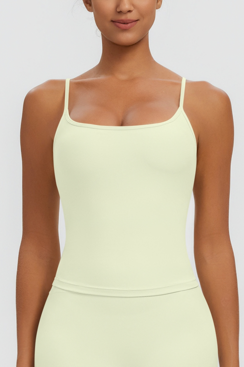 Women Square Neck Adjustable Thin Strap Workout Tank Top