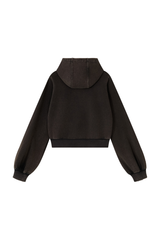 Women's Fall Vintage Washed Distressed Cropped Zip Up Jacket