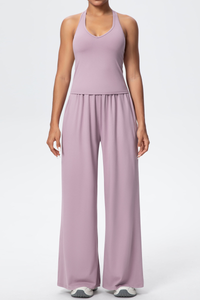 Women’s Set: Halterneck Tank Top & Wide-Leg Pants
