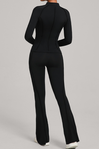 Ladies' zipper long-sleeve two-piece set