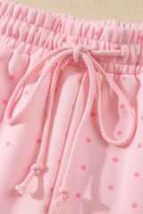 Women's Polka Dot Oversized Hoodie And Short Loungewear Sets