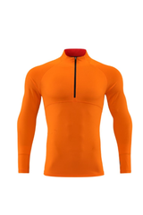 Men's Half Zip Mock Neck Finger Cuffs Long Sleeve Sports Top